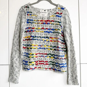 Pieces by Kenzie Knit Sweater Size Small Primary Colors Open Knit Alpaca